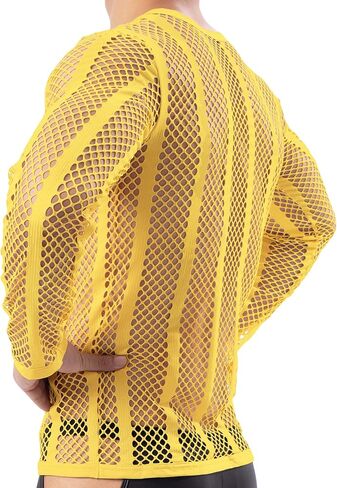 YOOBNG Sexy Men's T-Shirt Mesh Fishnet Sleeveless Undershirt Hollow Out Tank Top in Saudi Arabia