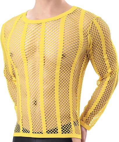 YOOBNG Sexy Men's T-Shirt Mesh Fishnet Sleeveless Undershirt Hollow Out Tank Top in Saudi Arabia