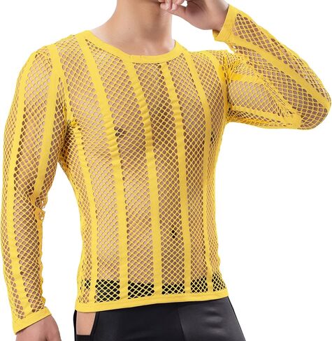 YOOBNG Sexy Men's T-Shirt Mesh Fishnet Sleeveless Undershirt Hollow Out Tank Top in Saudi Arabia