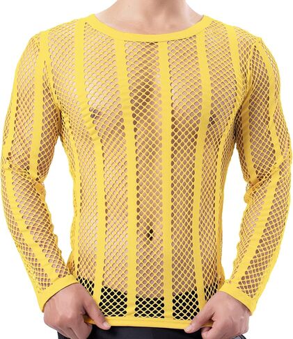 YOOBNG Sexy Men's T-Shirt Mesh Fishnet Sleeveless Undershirt Hollow Out Tank Top in Saudi Arabia