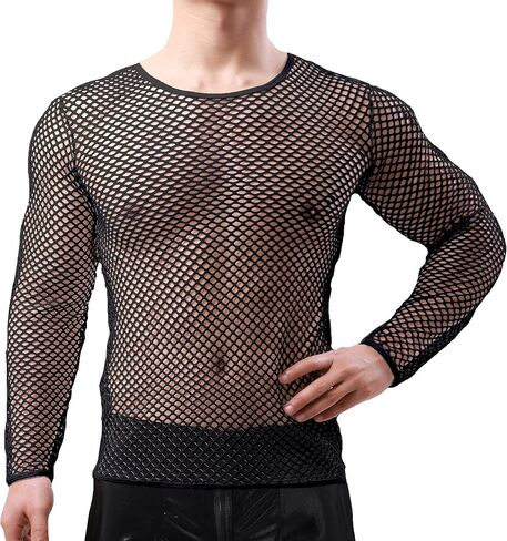 YOOBNG Sexy Men's T-Shirt Mesh Fishnet Sleeveless Undershirt Hollow Out Tank Top in Kuwait