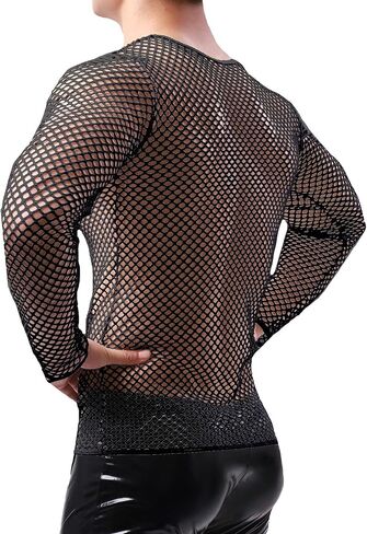 YOOBNG Sexy Men's T-Shirt Mesh Fishnet Sleeveless Undershirt Hollow Out Tank Top in Kuwait
