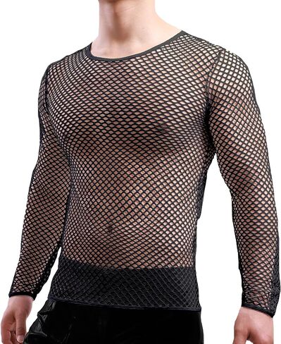 YOOBNG Sexy Men's T-Shirt Mesh Fishnet Sleeveless Undershirt Hollow Out Tank Top in Kuwait