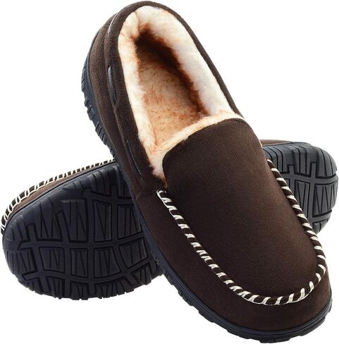 Vonair Mens Moccasin Slippers Indoor Outdoor Slip on Warm House Shoes Breathable Moccasins for Men in Saudi Arabia