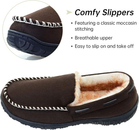 Vonair Mens Moccasin Slippers Indoor Outdoor Slip on Warm House Shoes Breathable Moccasins for Men in Saudi Arabia