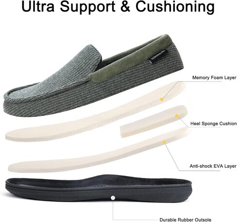 ULTRAIDEAS Men's Carver Slippers Moc Loafer House Shoes Memory Foam in Kuwait