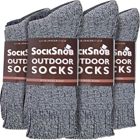 12 Pairs Mens Wool Boot Socks | Sock Snob | Breathable Warm Hiking Socks in Kuwait