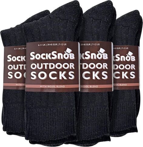12 Pairs Mens Wool Boot Socks | Sock Snob | Breathable Warm Hiking Socks in Saudi Arabia