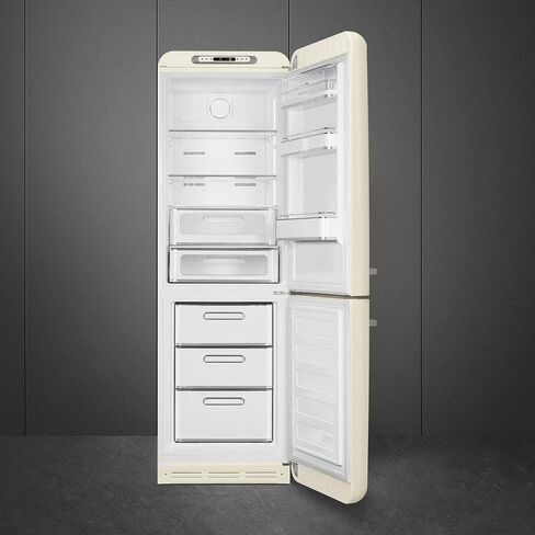 Smeg FAB32 50's Retro Style Aesthetic Bottom Freezer Refrigerator with 11.17 Cu Total Capacity, Multiflow Cooling System, Adjustable Glass Shelves 24-Inches, Pastel Green Left Hand Hinge in Saudi Arabia