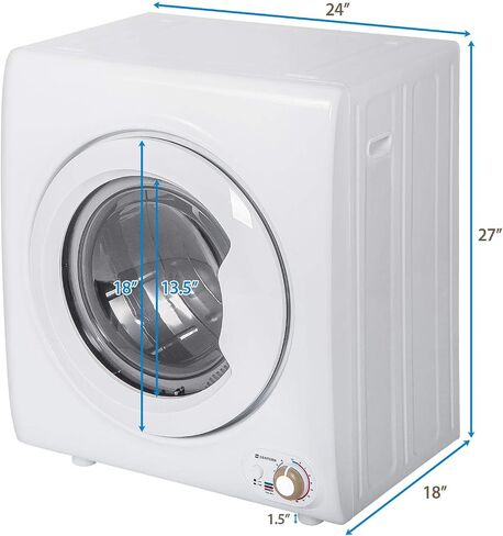 Merax Compact Laundry, Electric Portable Clothes Dryer with Stainless Steel Tub, Panel Downside Easy Control with 4 Automatic Drying Mode, White in Saudi Arabia
