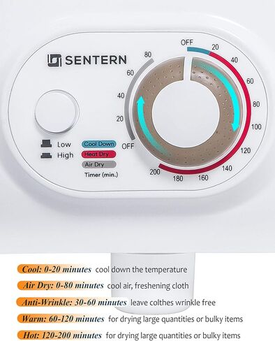 Merax Compact Laundry, Electric Portable Clothes Dryer with Stainless Steel Tub, Panel Downside Easy Control with 4 Automatic Drying Mode, White in Saudi Arabia