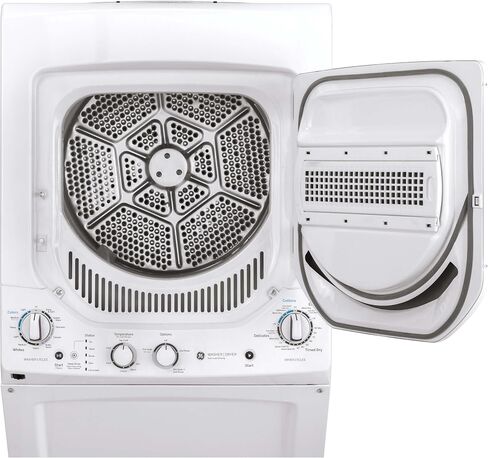 GE GUD24GSSMWW Unitized Spacemaker 2.3 Washer with Stainless Steel Basket and 4.4 Cu. Ft. Capacity Gas Dryer, White in Saudi Arabia