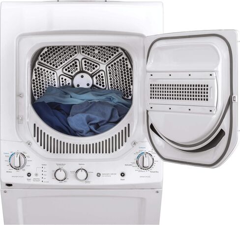 GE GUD24GSSMWW Unitized Spacemaker 2.3 Washer with Stainless Steel Basket and 4.4 Cu. Ft. Capacity Gas Dryer, White in Saudi Arabia