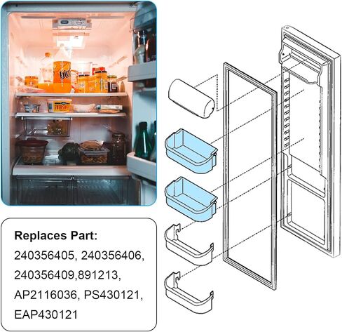 240356402 Refrigerator Upper Door Bin Replacement Compatible with Frigidaire Door Shelf Refrigerator Shelves on side AP2549958 240356407 LFSS2612TF0 AP2549958 FGUS2642LF2 in Saudi Arabia