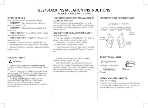 جهاز مدى الحياة مطور WE25X10031، مجموعة التراص GE24STACK المتوافقة مع غسالة/مجفف GE تحميل أمامي مقاس 24 بوصة in Saudi Arabia