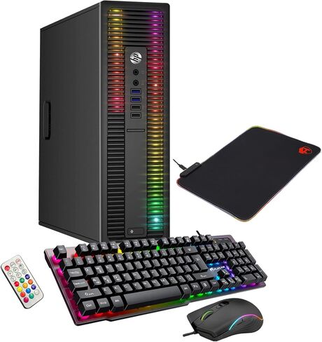 Custom Built RGB Lights PC - HP ProDesk Desktop Computer Intel Core i5 4570 Quad-Core Processor 8GB RAM 512GB SSD Windows 10 Pro Wi-Fi Gaming PC Keyboard & Mouse (Renewed) in Saudi Arabia