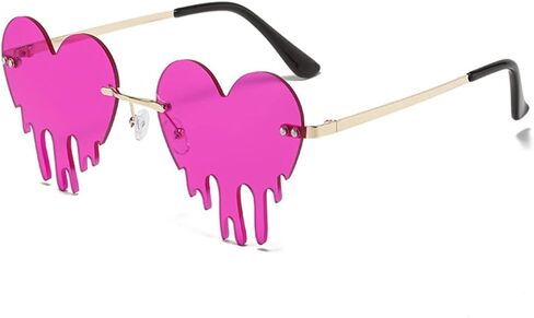 BAWUYI Rimless Love Heart Sunglasses Irregular Fire Flame Shaped Glasses Metal Frameless Prom Party Accessories for Women Men in Saudi Arabia