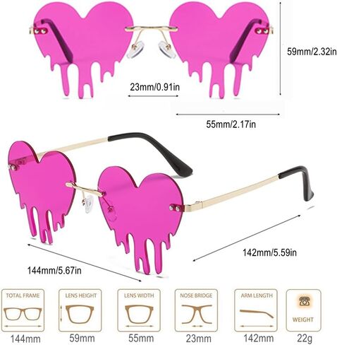 BAWUYI Rimless Love Heart Sunglasses Irregular Fire Flame Shaped Glasses Metal Frameless Prom Party Accessories for Women Men in Saudi Arabia
