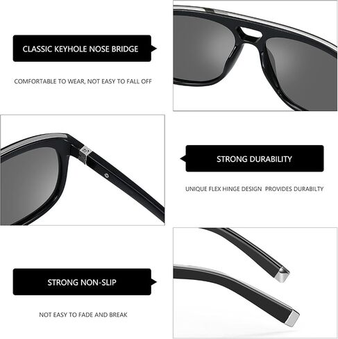 ZENOTTIC Aviator Sunglasses for Men Polarized UV Protection Square Fashion Double Bridge Retro Pilot Sun Glasses Oversized in Saudi Arabia