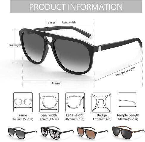 ZENOTTIC Aviator Sunglasses for Men Polarized UV Protection Square Fashion Double Bridge Retro Pilot Sun Glasses Oversized in Saudi Arabia