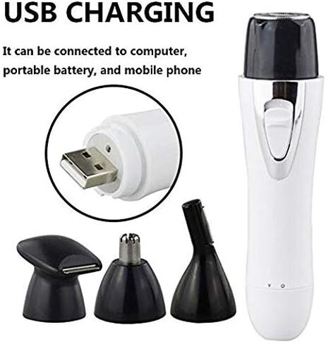 4in1 Bikini Ear Nose Hair Trimmer USB Rechargeable & Waterproof, Ideal for Legs, Face, Eyebrow, Underarms, Armpit, and sideburn with Stainless Steel Blades Shaver for All Genders. in Saudi Arabia