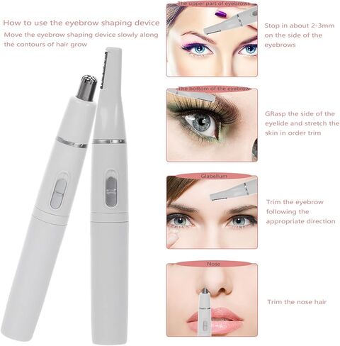 ماكينة تشذيب الحواجب الكهربائية 2 في 1 لتشذيب الحواجب وتشذيب الحواجب وشعر الأنف وجهاز إزالة الشعر وتوفير الطاقة ومريح in Kuwait