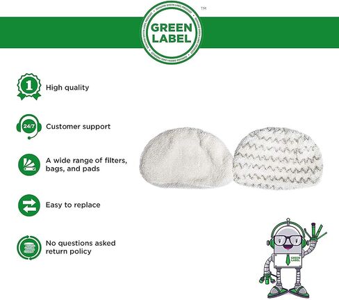 قطعتان من وسادات ممسحة البخار البديلة المصنوعة من الألياف الدقيقة من العلامة التجارية Green Label لمنظفات البخار Bissell PowerFresh (مقارنة بـ 5938، 203-2633). يناسب: 1940، 1544، 1806، 2075 سلسلة in Kuwait
