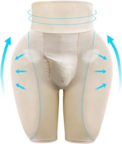 Men Padded Underwear, Thigh Control Hip Enhancer Shapewear Shorts High Waist Slimming Body Shaper Boxer Brief in Saudi Arabia