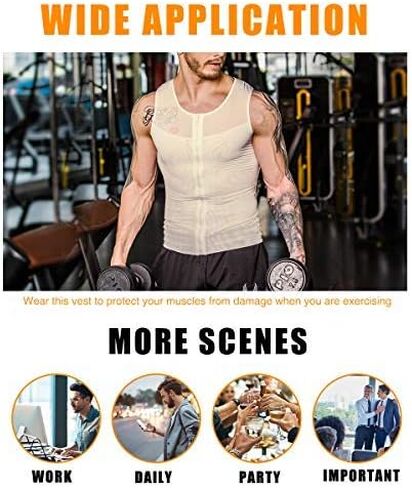 NonEcho الرجال ملابس داخلية ضغط القمصان الداخلية التخسيس الجسم المشكل الخصر المدرب تانك سترة علوية مع سحاب in Kuwait