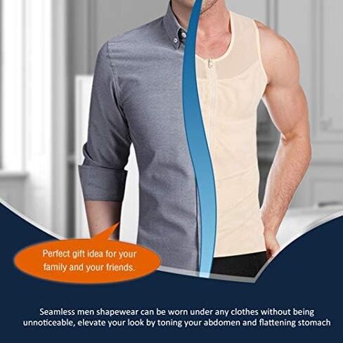 NonEcho الرجال ملابس داخلية ضغط القمصان الداخلية التخسيس الجسم المشكل الخصر المدرب تانك سترة علوية مع سحاب in Kuwait