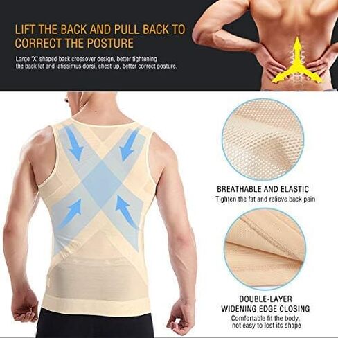 NonEcho الرجال ملابس داخلية ضغط القمصان الداخلية التخسيس الجسم المشكل الخصر المدرب تانك سترة علوية مع سحاب in Kuwait