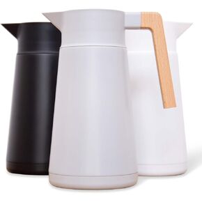 Thermal Coffee Carafe 68 Oz - Large Stainless Steel Insulated Carafe - 2 Liter Double Walled Vacuum Thermos Coffee and Beverage Dispenser with Tea Infuser and Strainer (Black)