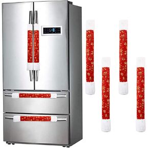 RICHEN زينة عيد الميلاد غطاء مقبض باب الثلاجة، مجموعة من 4 غطاء مقبض من الصوف والفرو الصناعي المطرز، هدايا عيد الميلاد التقليدية للمطبخ المنزلي (ندفة الثلج) in Kuwait