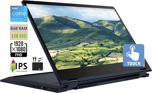 2022 Newest Lenovo Flex 5i 13.3" FHD Touchscreen 2-in-1 Chromebook Laptop, Intel Dual Core i3-1115G4 (Upto 4.1GHz,Beats i5-1030G7), 8GB RAM, 128GB PCIe SSD, UHD Graphics,Webcam,Chrome OS+MarxsolCables in Saudi Arabia