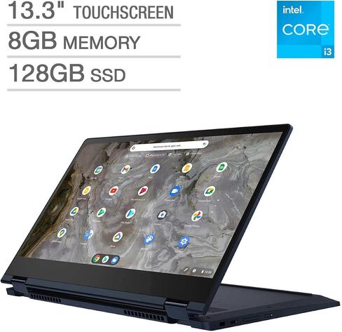 2022 Newest Lenovo Flex 5i 13.3" FHD Touchscreen 2-in-1 Chromebook Laptop, Intel Dual Core i3-1115G4 (Upto 4.1GHz,Beats i5-1030G7), 8GB RAM, 128GB PCIe SSD, UHD Graphics,Webcam,Chrome OS+MarxsolCables in Saudi Arabia
