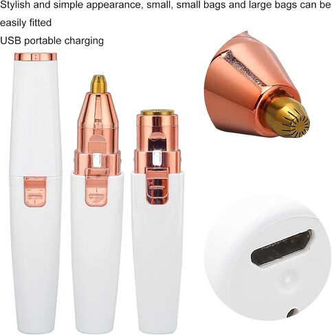 Facial Hair Remover for Women,Rechargeable Eyebrow Trimmer & Facial Hair Remover 2 IN 1 Eyebrow Razor and Painless Hair Remover Eyebrow Lips Body Facial Hair Removal for Women with Built-in LED Light in Saudi Arabia