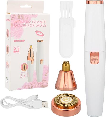 Facial Hair Remover for Women,Rechargeable Eyebrow Trimmer & Facial Hair Remover 2 IN 1 Eyebrow Razor and Painless Hair Remover Eyebrow Lips Body Facial Hair Removal for Women with Built-in LED Light in Saudi Arabia