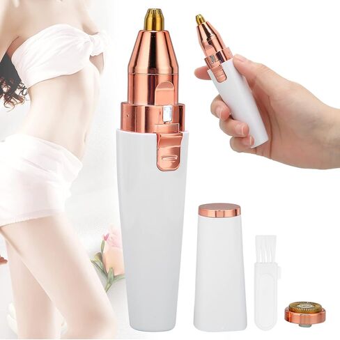 Facial Hair Remover for Women,Rechargeable Eyebrow Trimmer & Facial Hair Remover 2 IN 1 Eyebrow Razor and Painless Hair Remover Eyebrow Lips Body Facial Hair Removal for Women with Built-in LED Light in Saudi Arabia