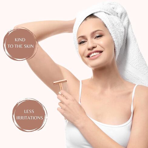 Senskinn Safety Razor for Women | Eco Friendly Razor for Ladies | Zero Waste Eco Razor | Reusable Razor | Metal Razor for Women Shaving | Single Blade Razors for Women (Rose Gold Pearlescent) in Saudi Arabia