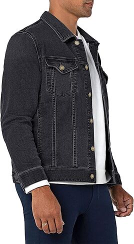 Neonjacc Men's Classic Lapel Denim Jacket Casual Washed Button Down Trucker Jacket in Saudi Arabia