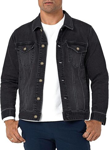 Neonjacc Men's Classic Lapel Denim Jacket Casual Washed Button Down Trucker Jacket in Saudi Arabia