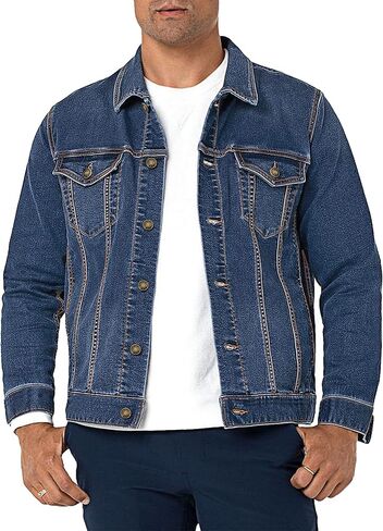 Neonjacc Men's Classic Lapel Denim Jacket Casual Washed Button Down Trucker Jacket in Saudi Arabia