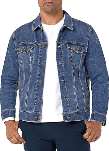 Neonjacc Men's Classic Lapel Denim Jacket Casual Washed Button Down Trucker Jacket in Saudi Arabia