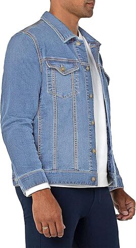 Neonjacc Men's Classic Lapel Denim Jacket Casual Washed Button Down Trucker Jacket in Saudi Arabia