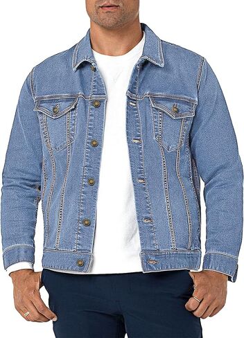 Neonjacc Men's Classic Lapel Denim Jacket Casual Washed Button Down Trucker Jacket in Saudi Arabia