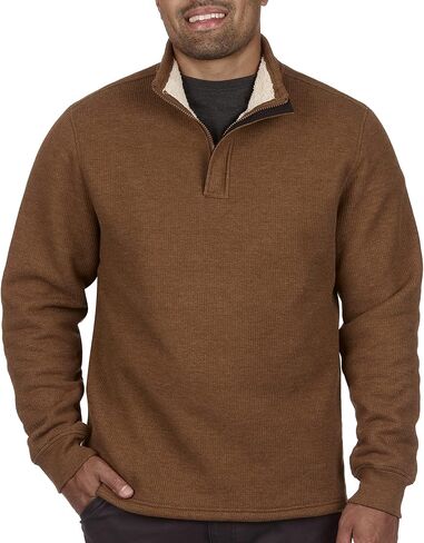 The American Outdoorsman Sherpa Lined Waffle Quarter Zip Mock Neck Long Sleeve Pullover for Men - Ideal for Outdoor Adventure in Kuwait
