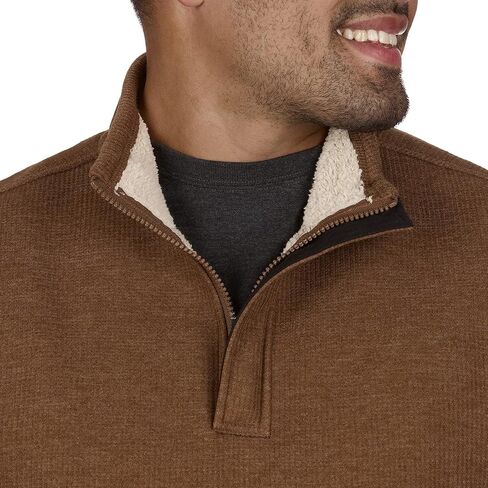 The American Outdoorsman Sherpa Lined Waffle Quarter Zip Mock Neck Long Sleeve Pullover for Men - Ideal for Outdoor Adventure in Kuwait