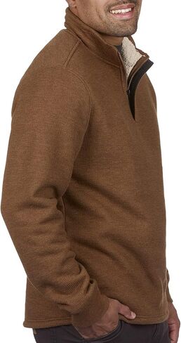 The American Outdoorsman Sherpa Lined Waffle Quarter Zip Mock Neck Long Sleeve Pullover for Men - Ideal for Outdoor Adventure in Kuwait