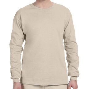 Gildan Ultra Cotton Adult Long Sleeve T-Shirt - Sand Color, Large in Saudi Arabia