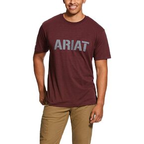 ARIAT Men's MNS Rebar Ctstr Bloc Lgo Ss T-sh BRG HTH in Saudi Arabia